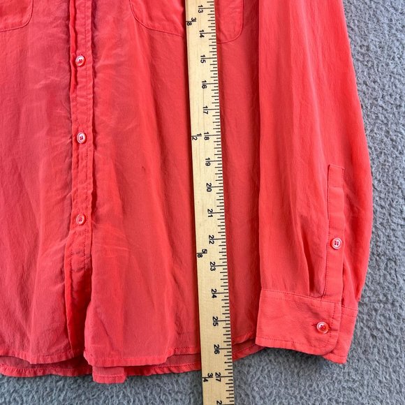 Club Monaco Womens Blouse Pink 100% Silk Button Up Long Sleeves Small - Picture 6 of 9